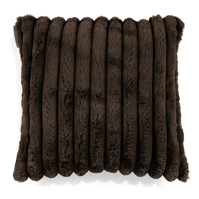 Housse de Coussin 47 x 47cm - Velours Côtelé Ultra Pelucheux Marron Meuse 01