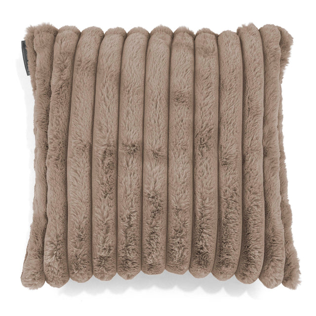 Housse de Coussin 47 x 47cm - Velours Côtelé Ultra Pelucheux Vison 01