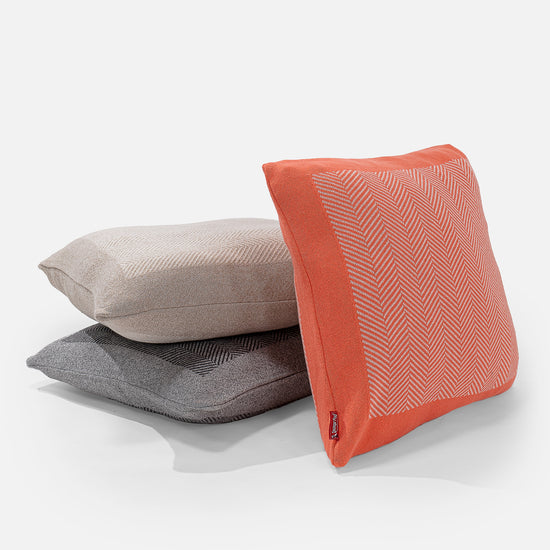 Coussin 47 x 47cm - 100% Coton Chevrons Gris 03