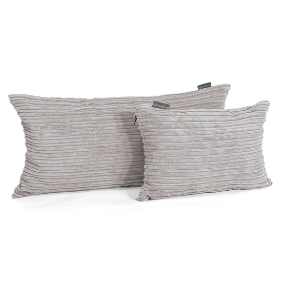 Housse de Coussin Rectangulaire 35 x 50cm - Côtelé Gris Argent 03