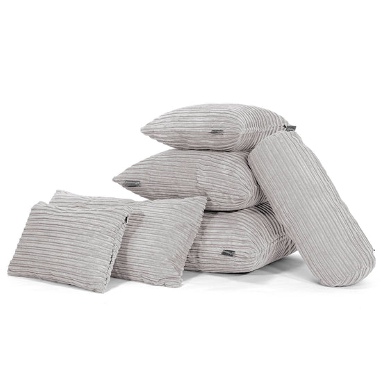 Housse de Coussin Rectangulaire 35 x 50cm - Côtelé Gris Argent 04