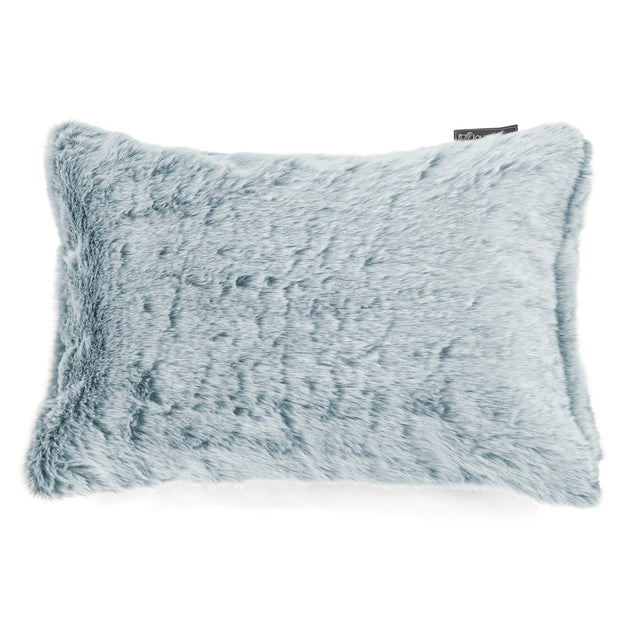 Coussin Rectangulaire 35 x 50cm - Fausse Fourrure Lapin Bleu Pastel 01