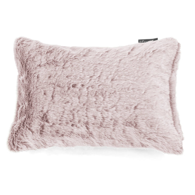 Coussin Rectangulaire 35 x 50cm - Fausse Fourrure Lapin Rose Pastel 01