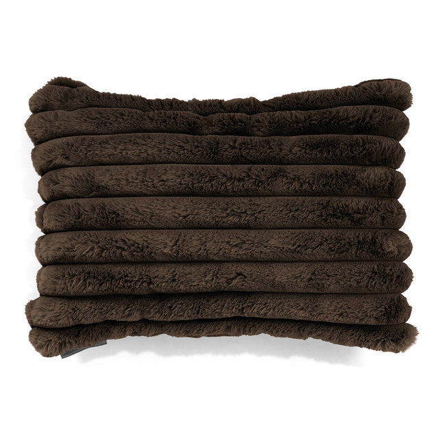 Housse de Coussin Rectangulaire 35 x 50cm - Velours Côtelé Ultra Pelucheux Marron Meuse 01