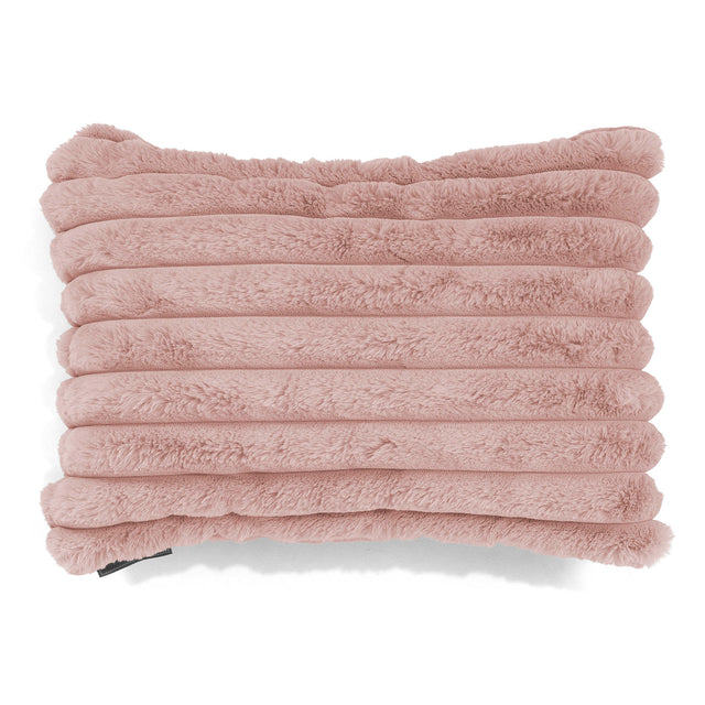 Housse de Coussin Rectangulaire 35 x 50cm - Velours Côtelé Ultra Pelucheux Rose Pastel 01