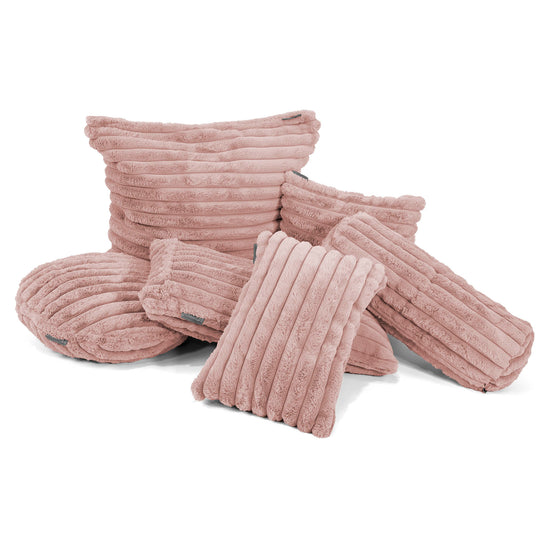 Housse de Coussin Rectangulaire 35 x 50cm - Velours Côtelé Ultra Pelucheux Rose Pastel 02