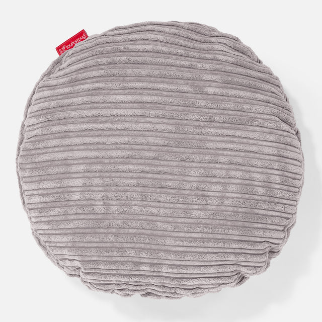 Housse de Coussin Rond 50cm - Côtelé Gris Argent 01