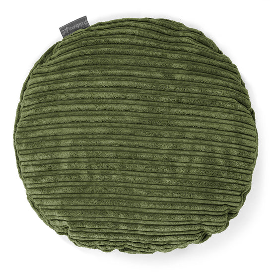 Housse de Coussin Rond 50cm - Côtelé Vert Forêt 01