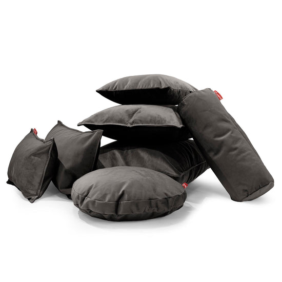 Coussin Rond 50cm - Velours Anthracite 03