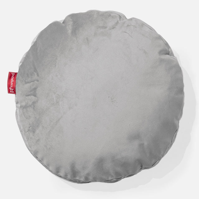 Coussin Rond 50cm - Velours Argent 01