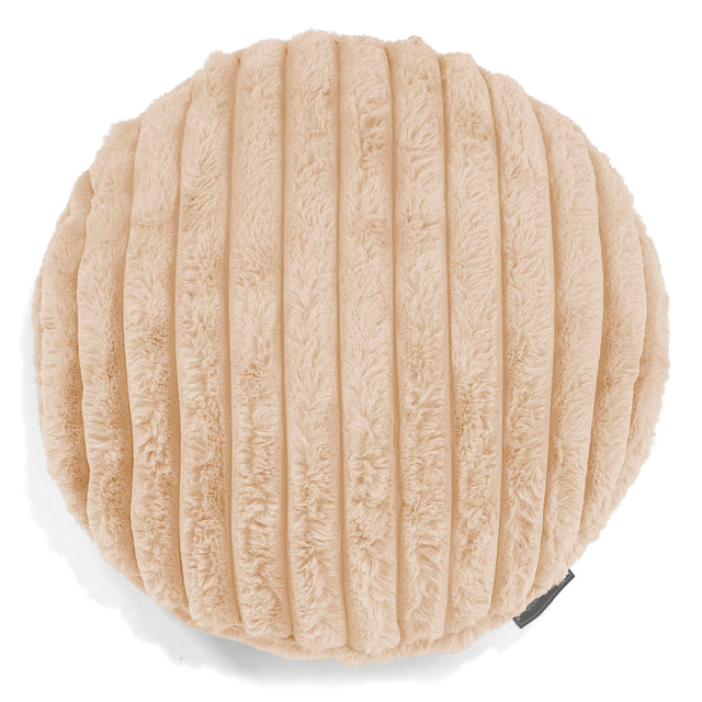 Housse de Coussin Rond 50cm - Velours Côtelé Ultra Pelucheux Pêche 01
