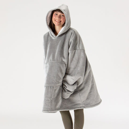 Couverture à Capuche pour Homme et Femme - Molleton Gris 03