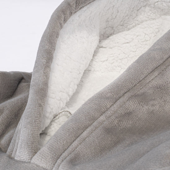 Couverture à Capuche pour Homme et Femme - Molleton Gris 05