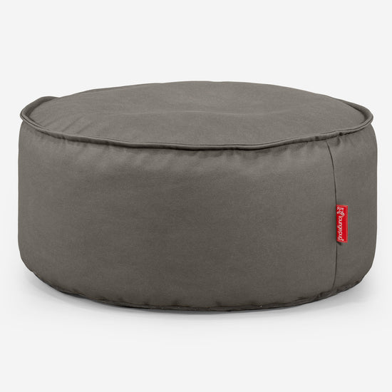 Pouf Design Rond - Cuir Végan Gris 01