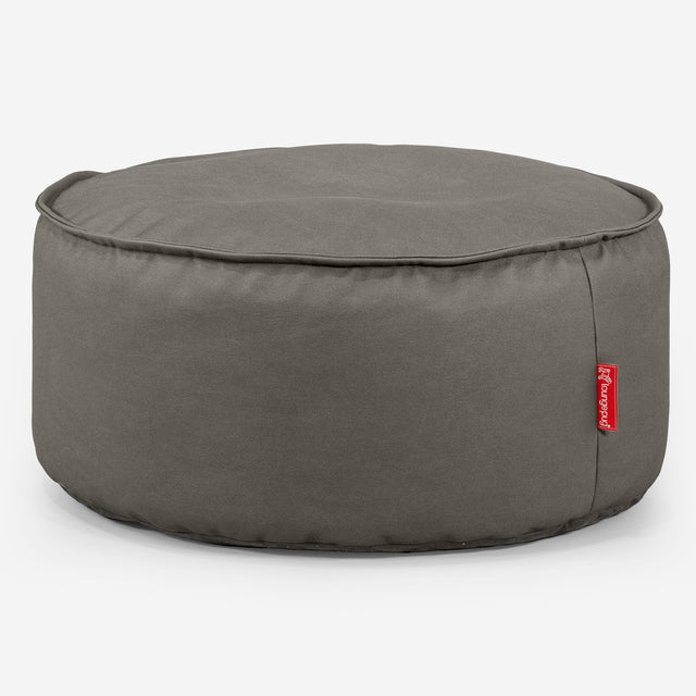 Pouf Design Rond - Cuir Végan Gris 01