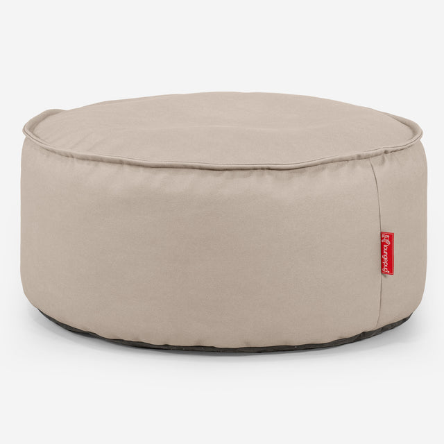 Pouf Design Rond - Cuir Végan Ivoire 01