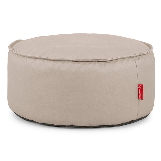 Pouf Design Rond - Cuir Végan Ivoire 01
