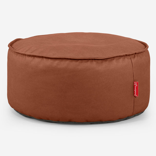 Pouf Design Rond - Cuir Végan Marron 01