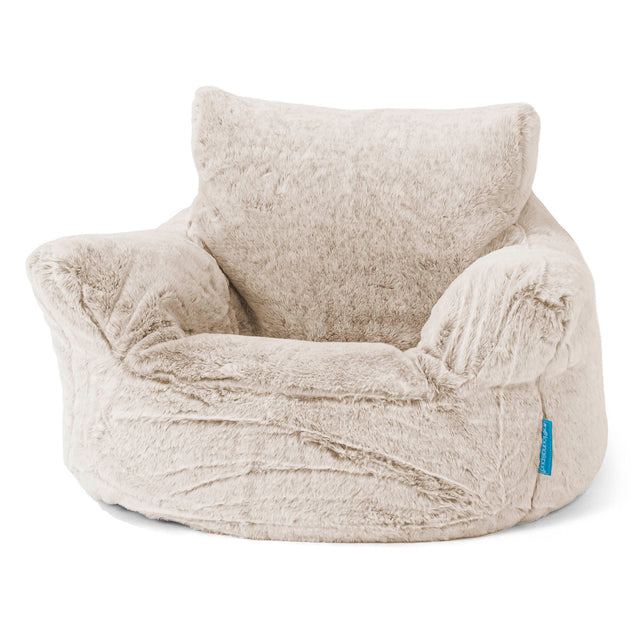 Fauteuil Pouf Bambin 1-3 ans - Fausse Fourrure Lapin Brun Doré 01