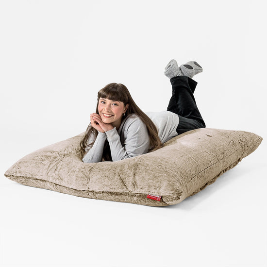 Pouf Géant XXL - Fausse Fourrure Lapin Brun Doré 03