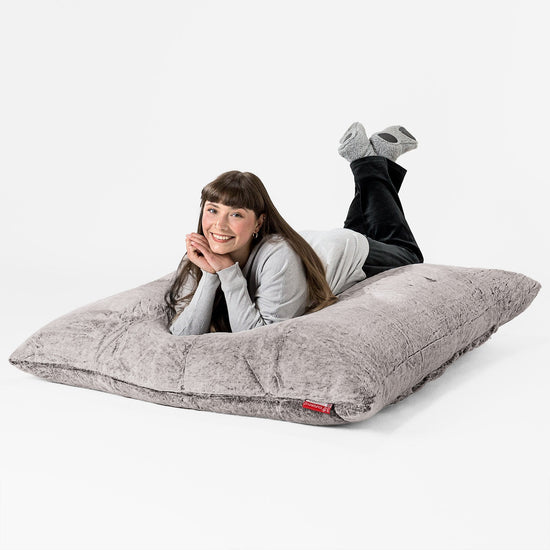 Pouf Géant XXL - Fausse Fourrure Lapin Gris clair 03
