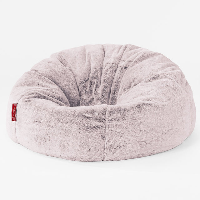 Pouf Poire Classique - Fausse Fourrure Lapin Rose Pastel 01
