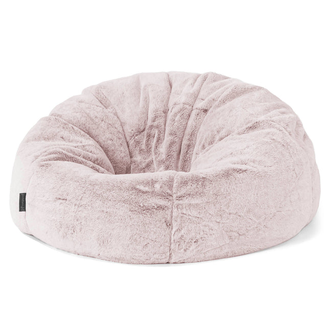 Pouf Poire Classique - Fausse Fourrure Lapin Rose Pastel 01