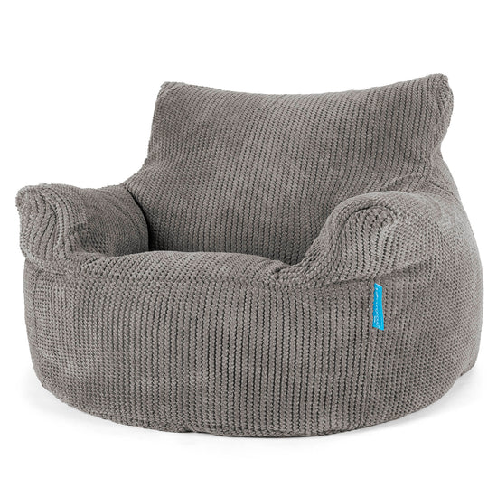 Fauteuil Pouf Enfant 3-8 ans - Pompon Anthracite 01