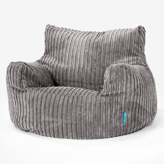 Fauteuil Pouf Enfant 3-8 ans - Côtelé Anthracite 01