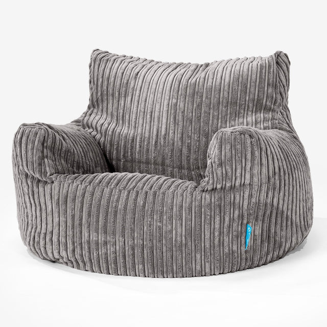 Fauteuil Pouf Enfant 3-8 ans - Côtelé Anthracite 01