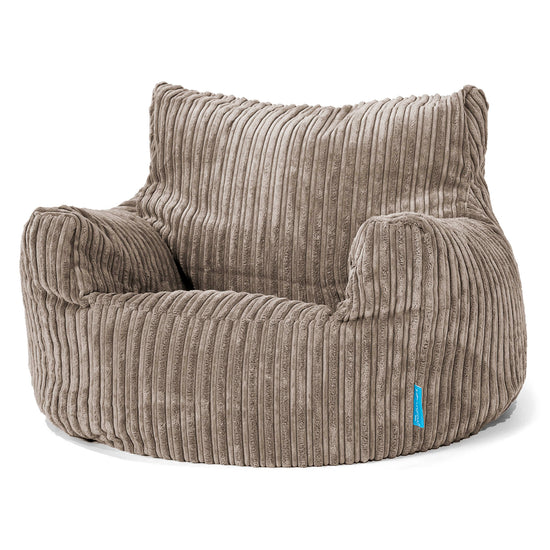 Fauteuil Pouf Enfant 3-8 ans - Côtelé Grège 01