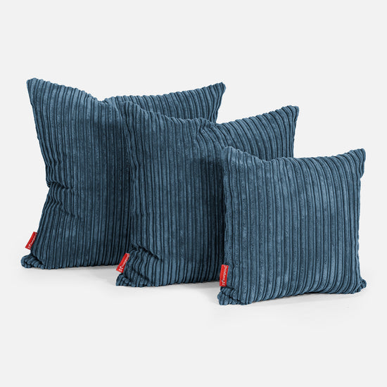 Grand Coussin 70 x 70cm - Côtelé Bleu Marine 02