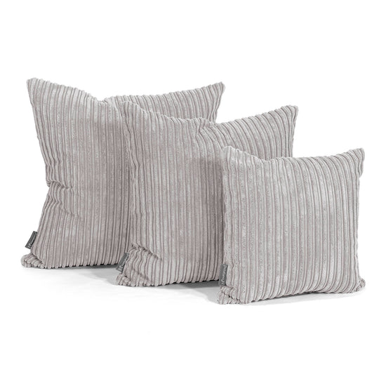 Grand Housse de Coussin 70 x 70cm - Côtelé Gris Argent 02