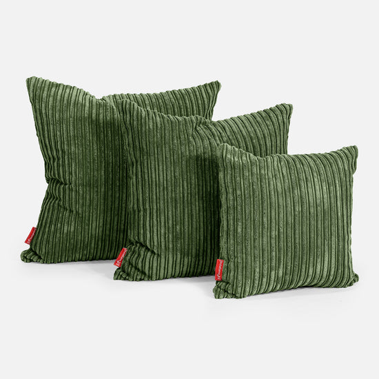 Grand Housse de Coussin 70 x 70cm - Côtelé Vert Forêt 02