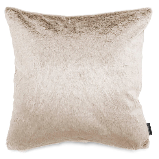 Grand Coussin 70 x 70cm - Fausse Fourrure Lapin Brun Doré 01