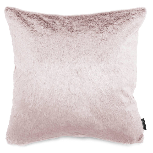 Grand Coussin 70 x 70cm - Fausse Fourrure Lapin Rose Pastel 01