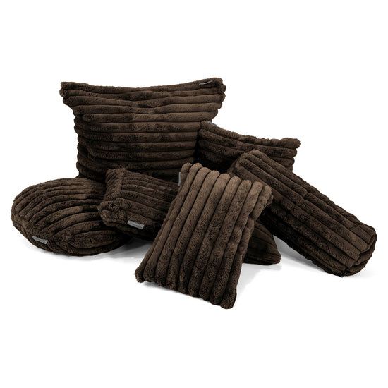Grand Housse de Coussin 70 x 70cm - Velours Côtelé Ultra Pelucheux Marron Meuse 03