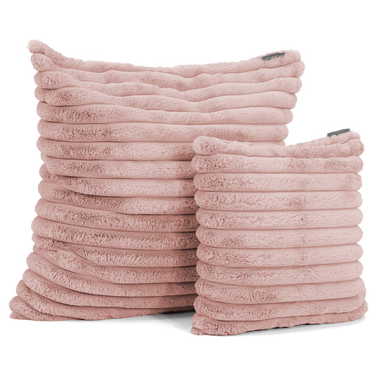 Grand Housse de Coussin 70 x 70cm - Velours Côtelé Ultra Pelucheux Rose Pastel 02