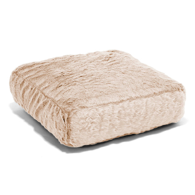 Grand Coussin de Sol - Fausse Fourrure Lapin Blanc 01
