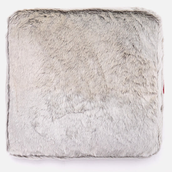 Grand Coussin de Sol - Fausse Fourrure Lapin Gris clair 03