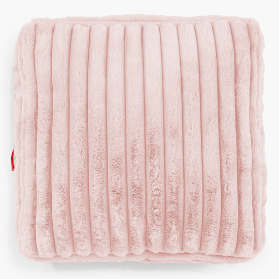 Grand Coussin de Sol - Velours Côtelé Ultra Pelucheux Rose Pastel 02