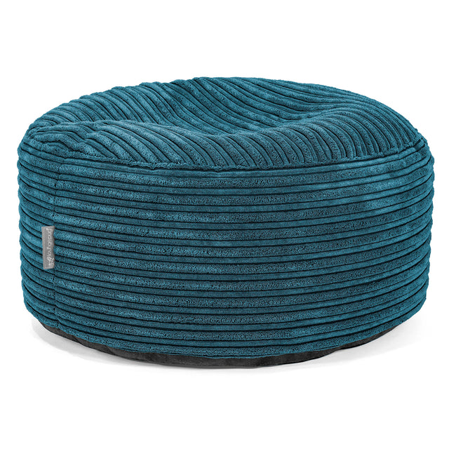 Grand Repose-pied Rond - Côtelé Bleu Canard 01