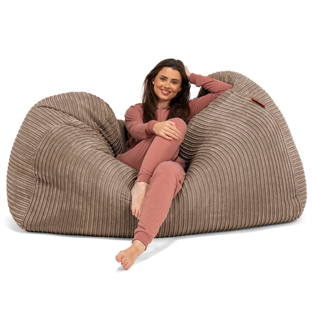 Gros Pouf Canapé - Côtelé Moka 03