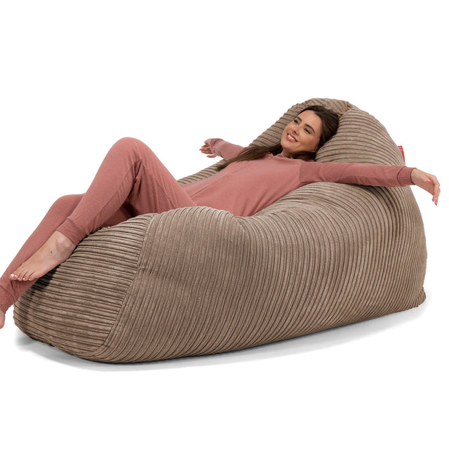 Gros Pouf Canapé - Côtelé Moka 02