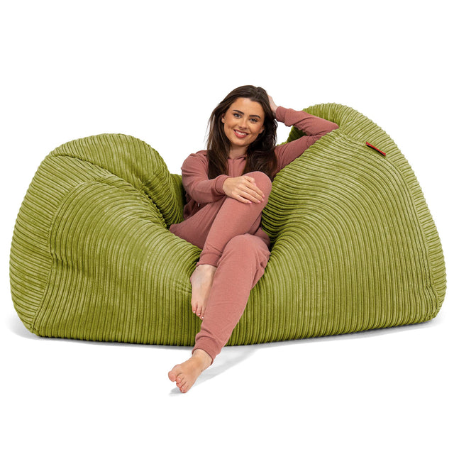 Gros Pouf Canapé - Côtelé Vert Acide 03