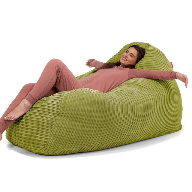 Gros Pouf Canapé - Côtelé Vert Acide 02