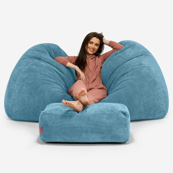 Pouf Fauteuil Design - Côtelé Gris Acier 4312