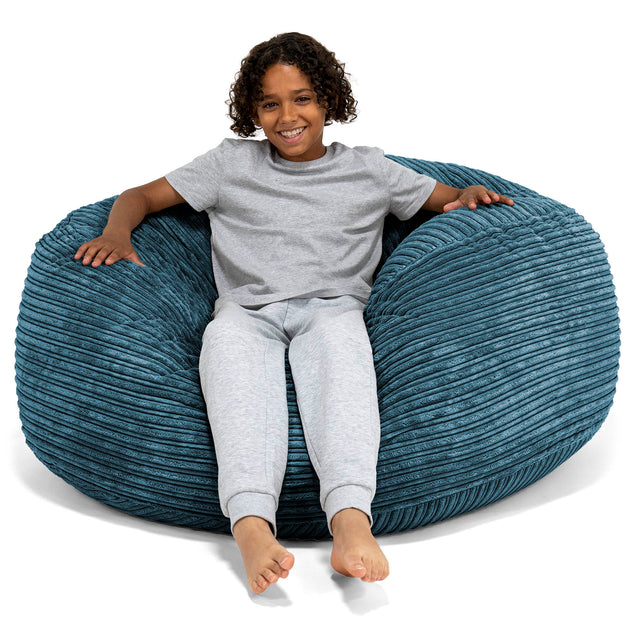 Pouf Ultra Confort pour Enfants 6-14 ans - Côtelé Bleu Marine 01