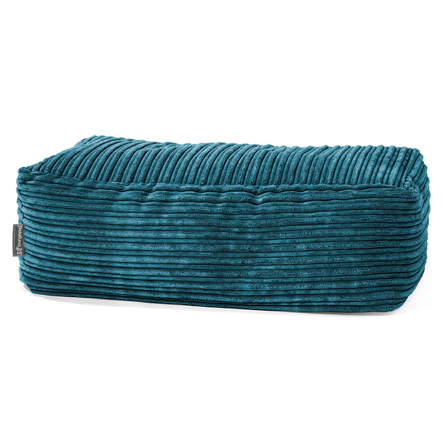 Gros Pouf Repose Pied - Côtelé Bleu Canard 01