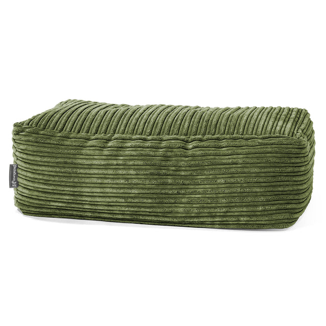 Gros Pouf Repose Pied - Côtelé Vert Forêt 01